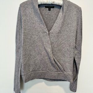 Banana Republic Shimmer Gray V-Neck Sweater